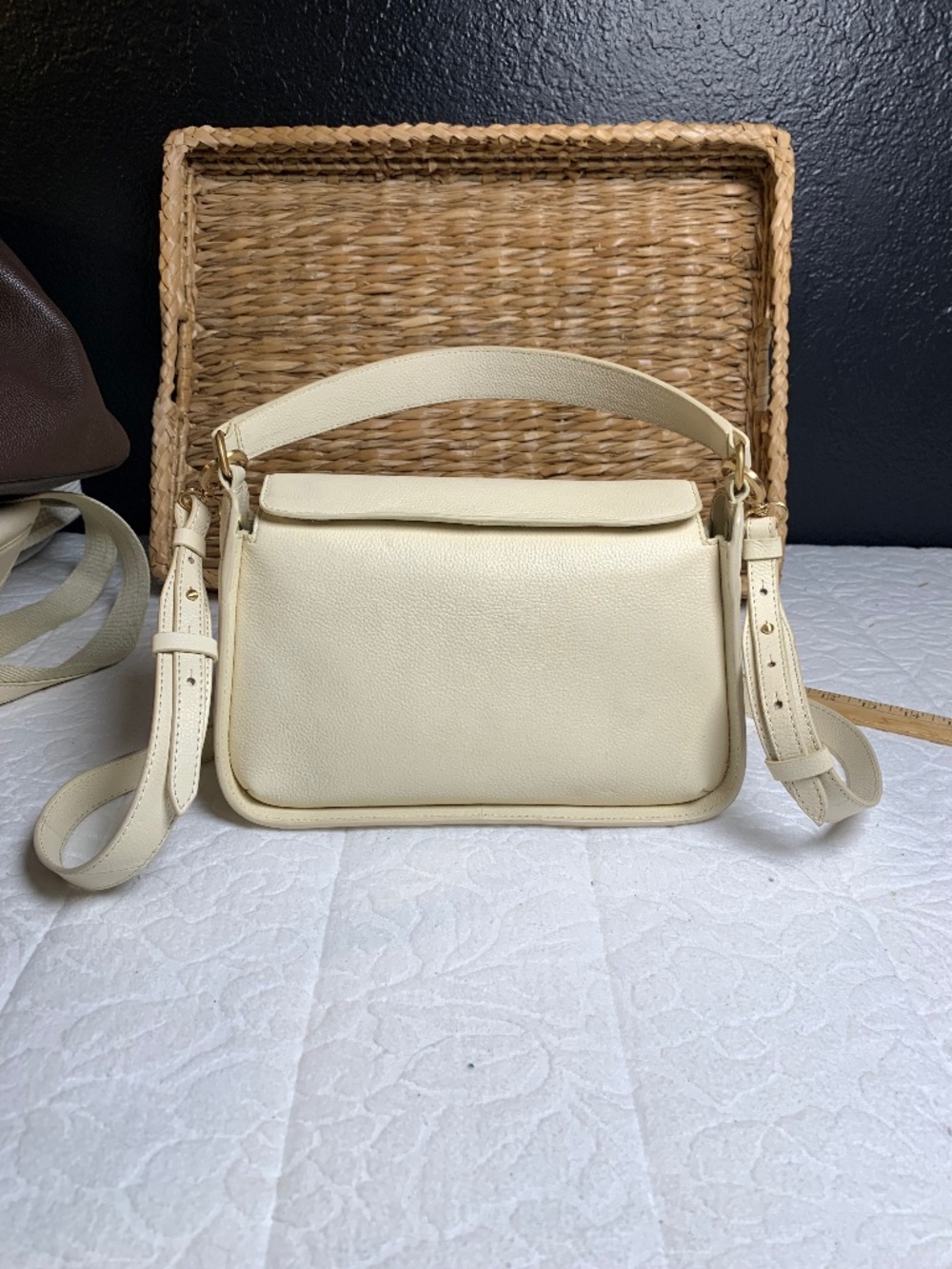 Antonio Melani soft pebbled leather bone/cream colored handbag NWOT